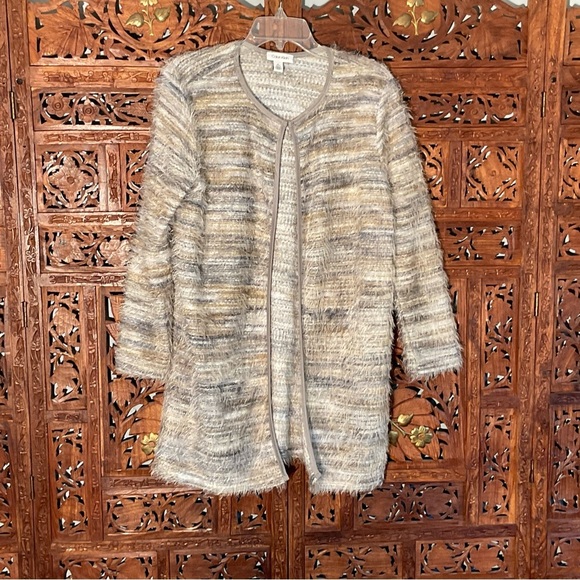 Calvin Klein Eyelash, Fuzzy, Soft, Cozy Cardigan with Silver Clasp Closure - Picture 2 of 16
